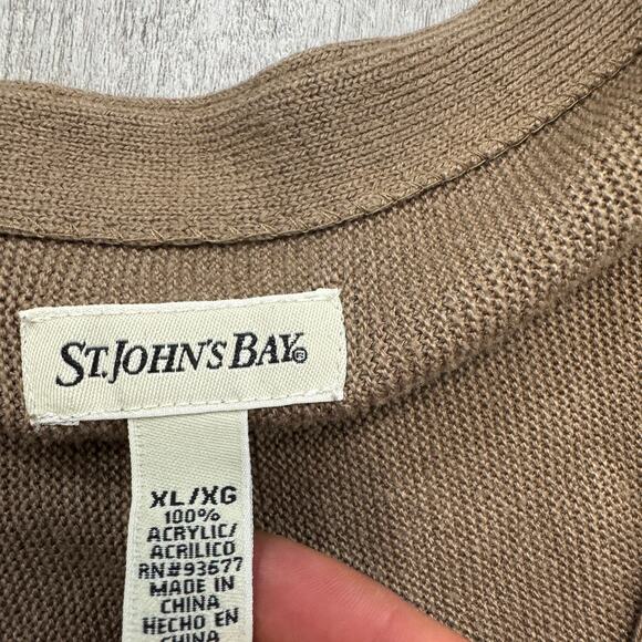 Vintage St John's Bay Cardigan Sweater Men's Extra Large Brown Knit Preppy 90s - Picture 4 of 6